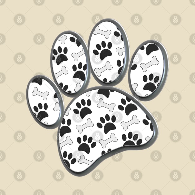 Faux 3D Shape Dog Paw Print And Bone Pattern by Braznyc