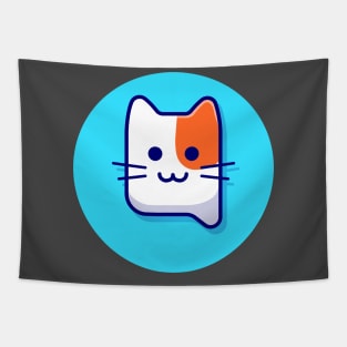 Cute Cat Head Cartoon Vector Icon Illustration Tapestry