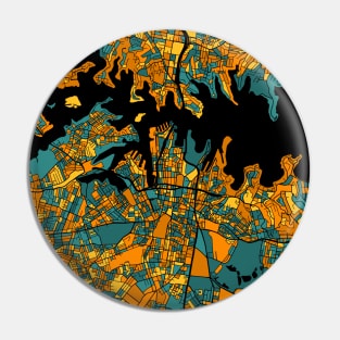 Sydney Map Pattern in Orange & Teal Pin