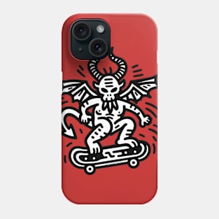 Devil on a skateboard - Black and White Phone Case