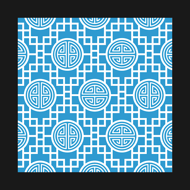 Chinese Geometrics - Sky Blue by Pinkdeer