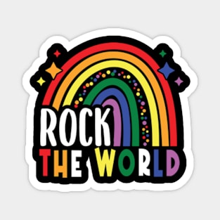 Rock The World LGBTQ Rainbow Flag Gay Pride Month Magnet