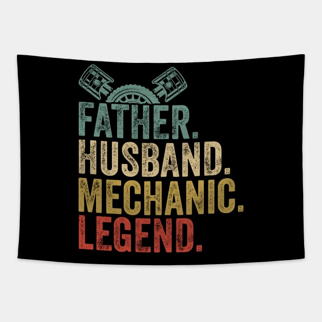 Mechanic husband dad legend retro vintage fathers day gift Tapestry by Moe99