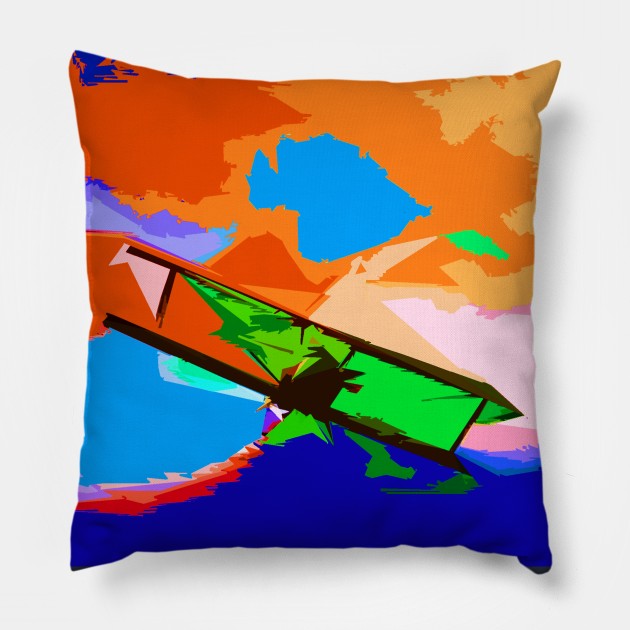 Biplane Aerobatics Pillow by CarloVaro