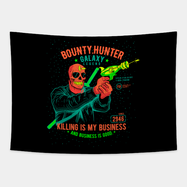 Tokebi's Skull Bounty Hunter Tapestry by Yamabushi's Kawaii Store