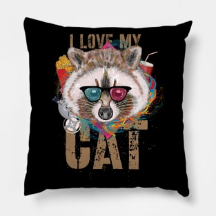 I love my cat - Racoon parody Pillow