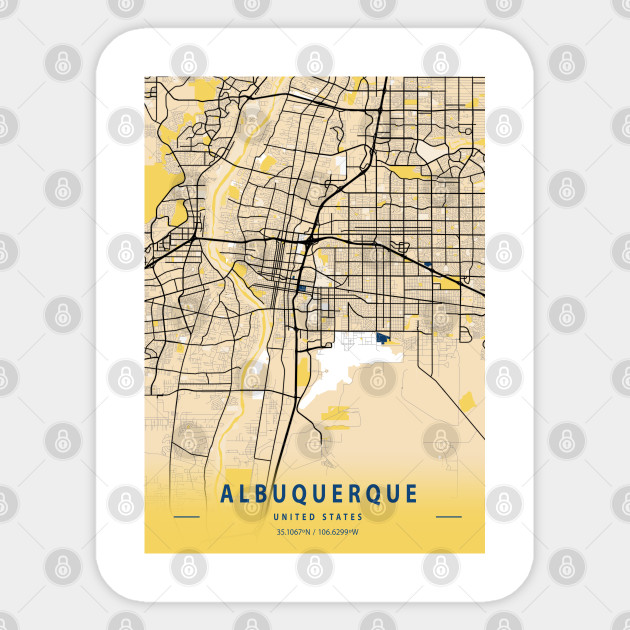 Albuquerque United States Yellow City Map Albuquerque United States Yellow City Sticker Teepublic Au