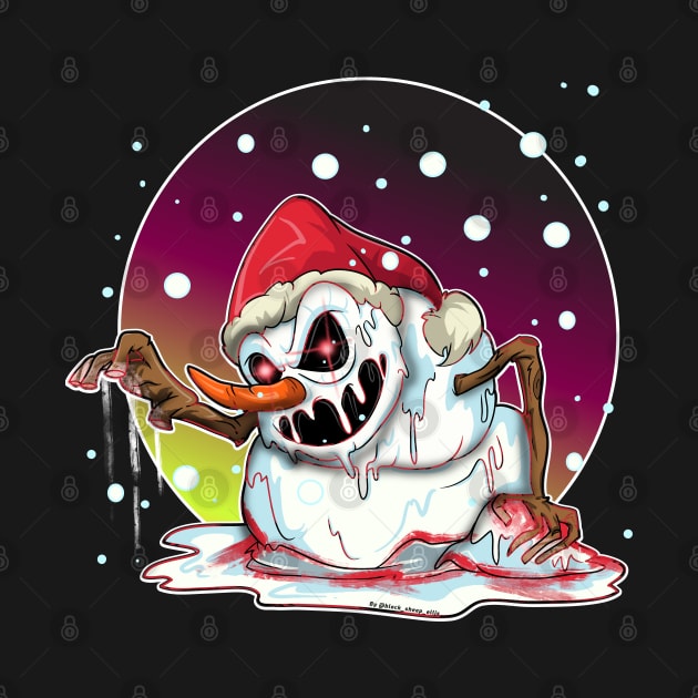 Dark Snowy Christmas Snowman by Trendy Black Sheep