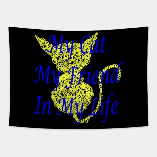 Scribble Yellow Cat Tapestry
