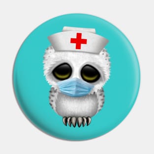 Baby Snowy Owl Nurse Pin