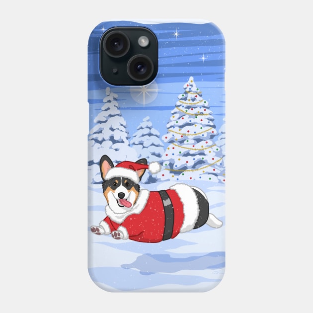 Cute Tricolor Corgi in Santa Christmas Costume Phone Case by csforest