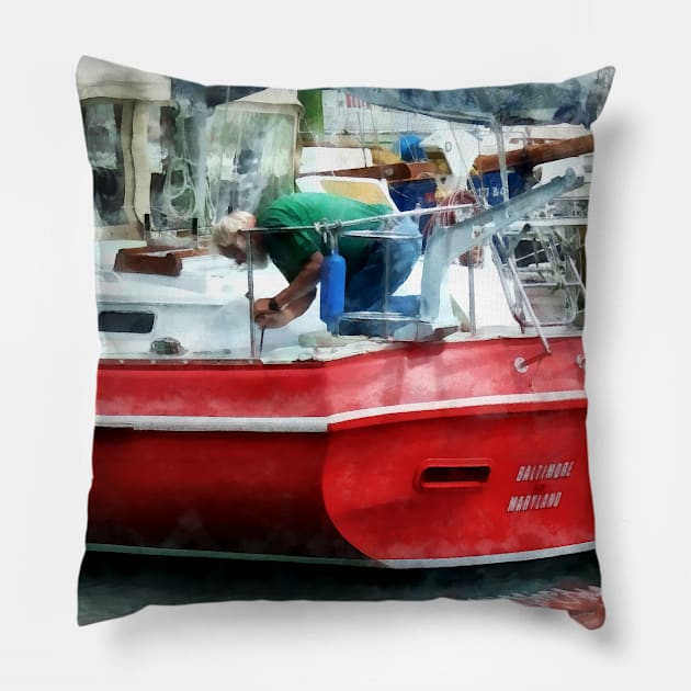 Baltimore MD - Making the Boat Shipshape Pillow by SusanSavad