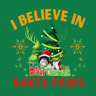 I believe in Santa Pawns funny dog puppy christmas tree vintage T-Shirt