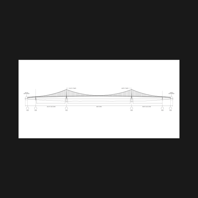 Mackinac Bridge Blueprint on White by huronbear