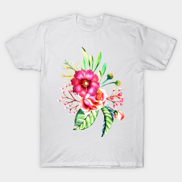 Watercolor flowers. Handmade .Sublimation t-shirt (2001448)