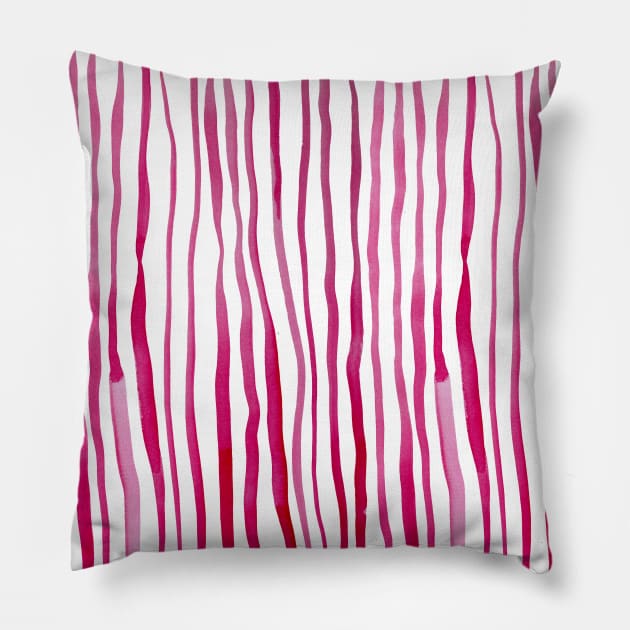 Vertical watercolor lines - red Pillow by wackapacka