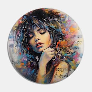 Music, girl, notes Pin