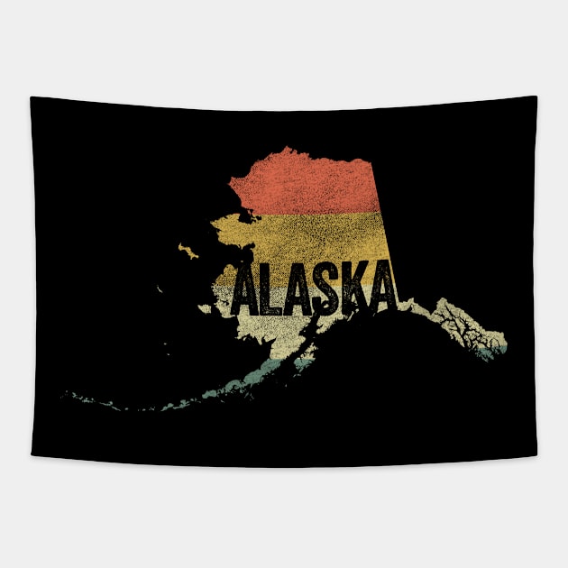 Alaska Retro 80s Distressed Vintage Sunset Tapestry by Hashtagified