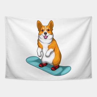 Corgi Snowboard Winter sports Tapestry