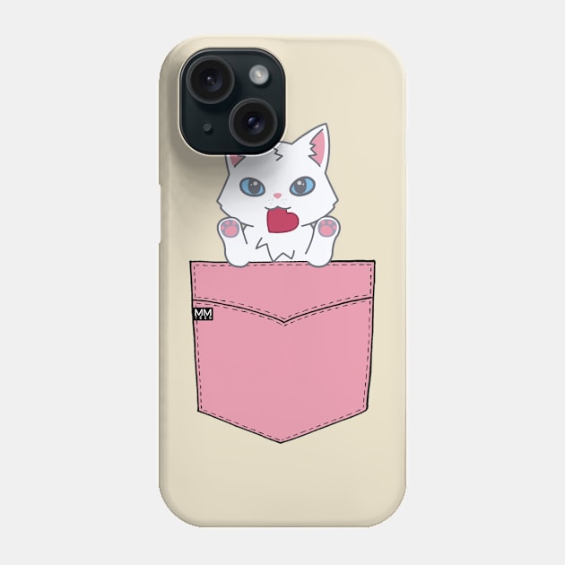 Heart Kitty Cat Pouchie Shirt - In Pocket Phone Case by MMTees