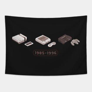 NES SNES N64 Consoles Sepia 1985-1996 Tapestry