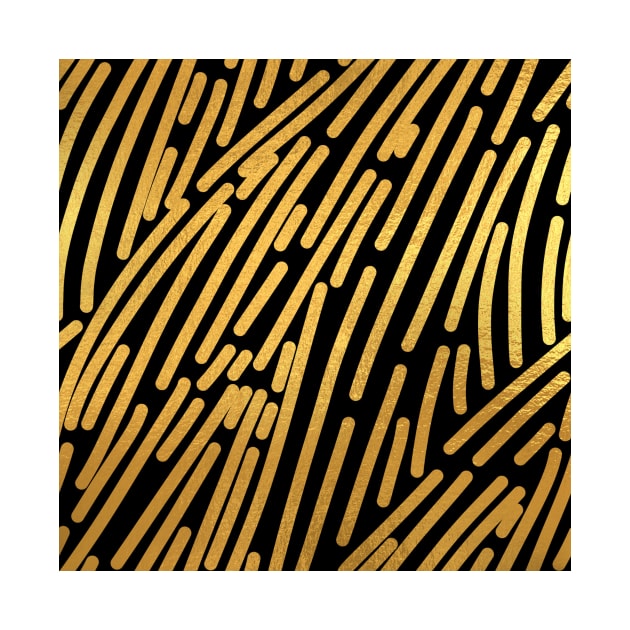 Black Gold colored abstract lines pattern by jodotodesign