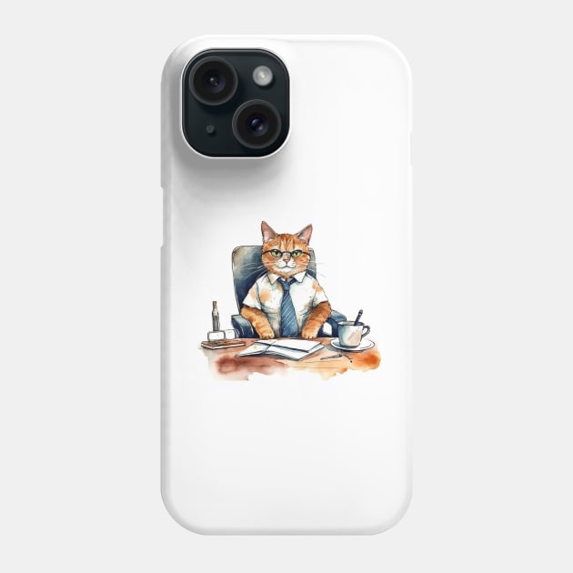 Watercolor BOSS cat Phone Case by Flowerandteenager