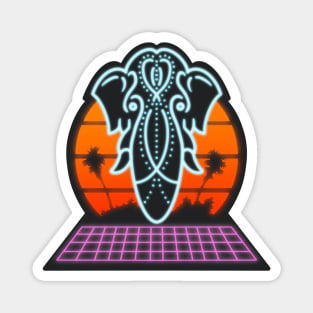 Retro Synth-wave Elephant Magnet