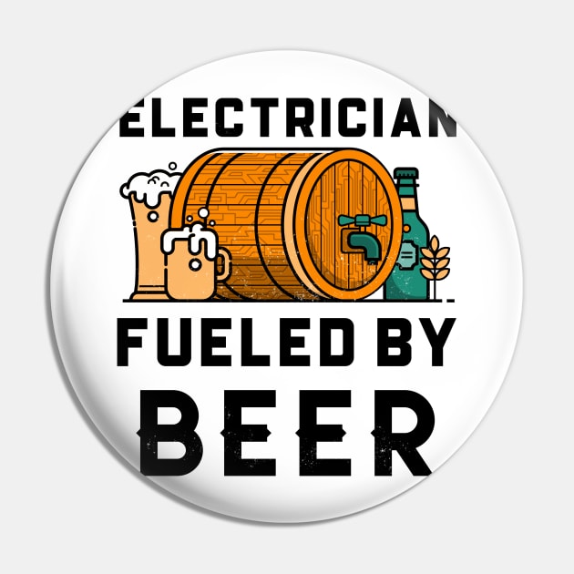 Funny Electrician Beer Lover Design Pin by Big Jack Tees