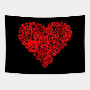 Red Roses Heart Tapestry