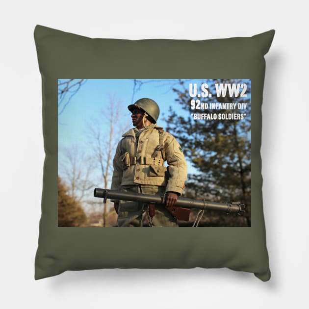 U.S. WW2 Buffalo Soldier with Bazooka Pillow by Busybob