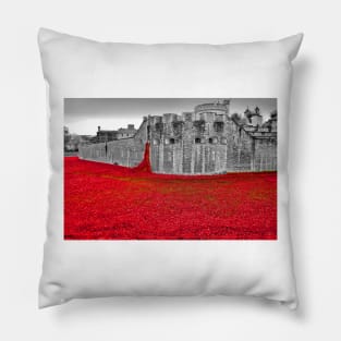 Tower of London Red Poppies Pillow