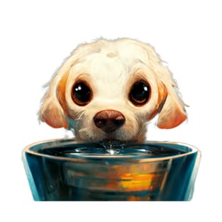 Angelic Puppy Drinking Water from a Bowl T-Shirt