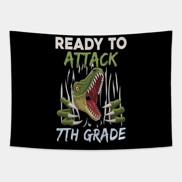 Dinosaur Kids Ready To Attack 7Th Grade Boys Back To School Tapestry by kateeleone97023