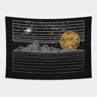 Mountains Full Moon Night Sky Tapestry