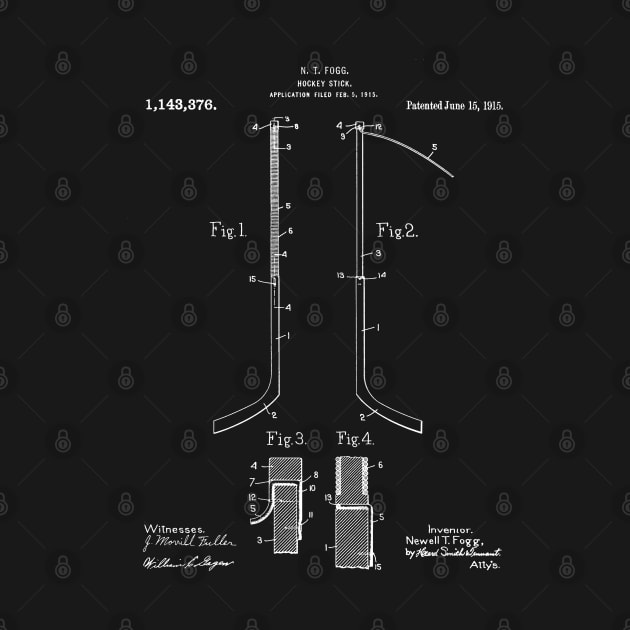 Ice Hockey Stick Patent - Ice Hockey Art - Black Chalkboard by patentpress