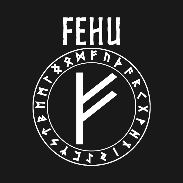 Fehu Norse Rune of Wealth and Prosperity by AgemaApparel