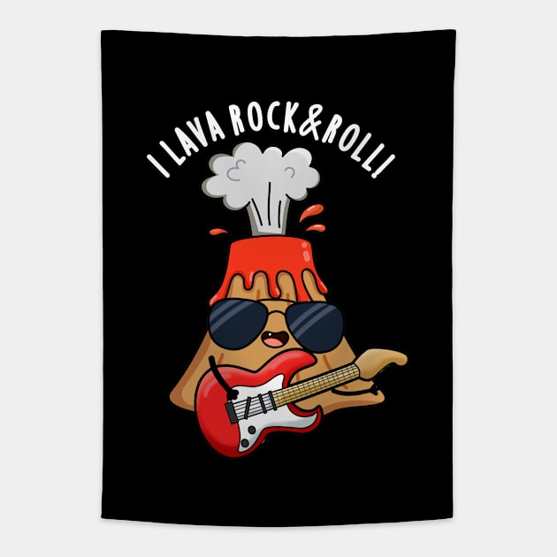 I Lava Rock And Roll Cute Volcano Pun Tapestry by punnybone