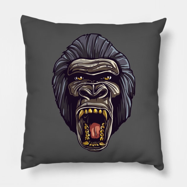 Mad Gorilla Pillow by nissiu
