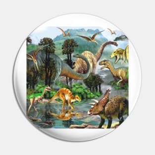 Jurassic Dinosaurs in the river Pin