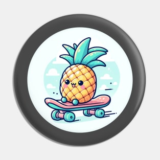 Cute Pineapple on Skateboard Pin
