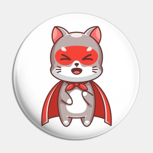 Cute cat super hero cartoon Pin