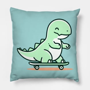 Cute Skateboarding Dinosaur Pillow