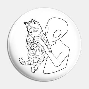 Alien Holding a Cat Pin