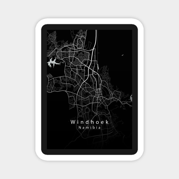 Windhoek Namibia City Map dark Magnet by Robin-Niemczyk