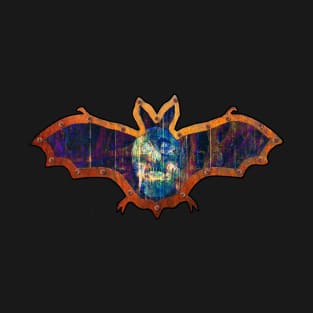 Purple And Blue Skull Halloween Bat Decoration In A Retro Style T-Shirt