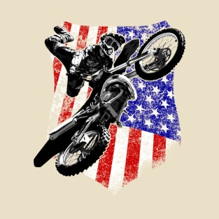 Motocross Dirt Bike American Flag T-Shirt