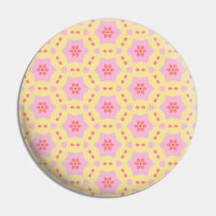 Kaleidoscope stars and flowers in yellow and pink tones Pin