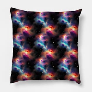 Stellar Symphony Galactic Nebulas Seamless Pattern Pillow