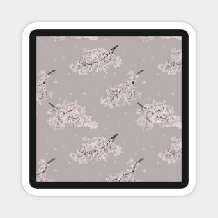 Cherry blossom branches. Blooming Spring Sakura. Romantic Japanese watercolor print Magnet